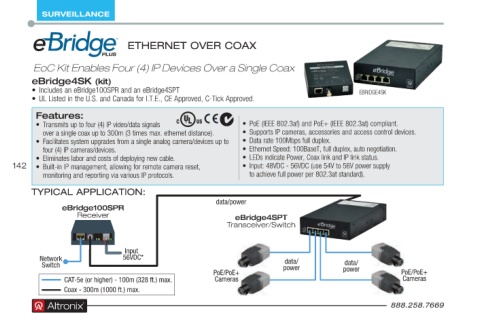 EOC-POE-KIT POE Power and Ethernet Over Coax IP POE Over Coax